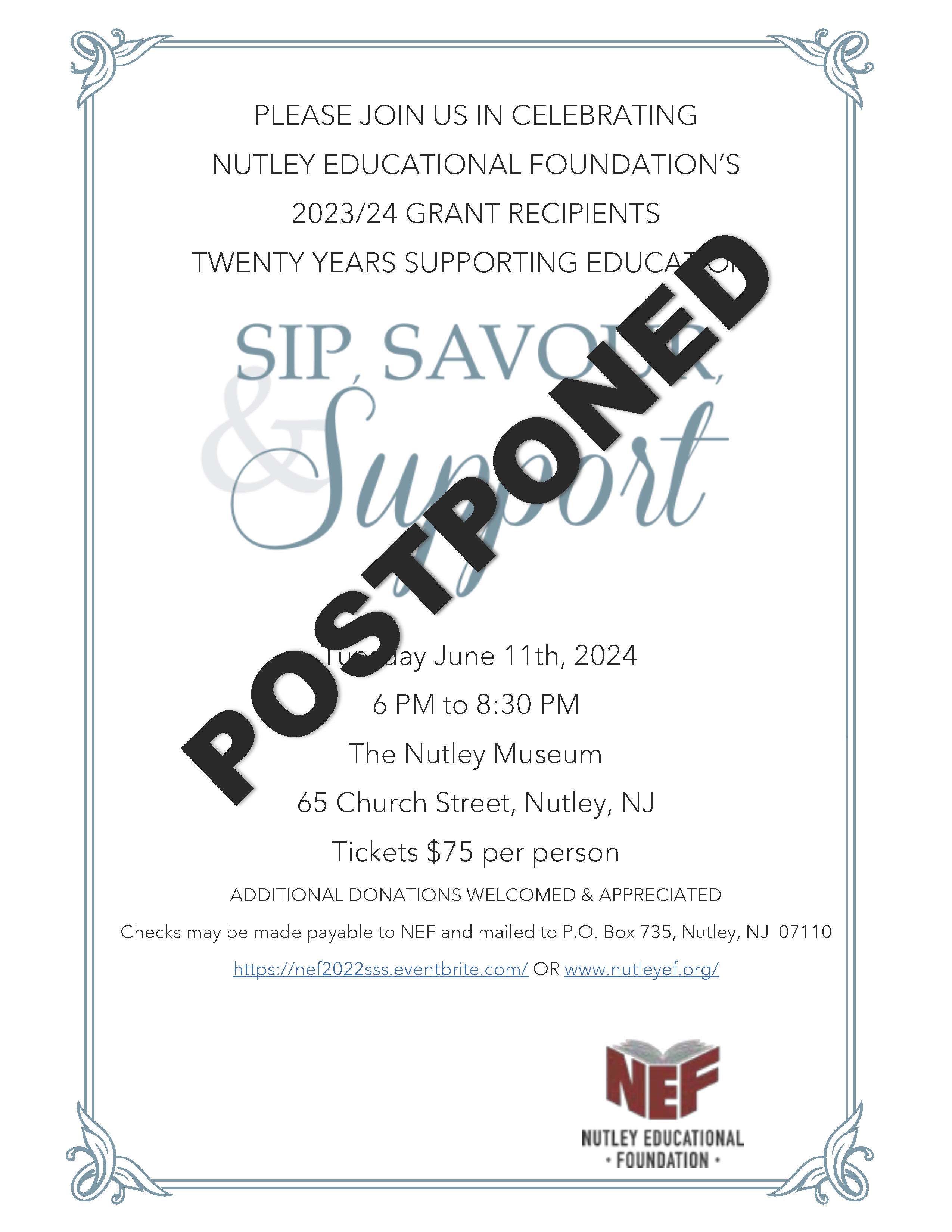 Sip, Savor, and Support 2024 Invite